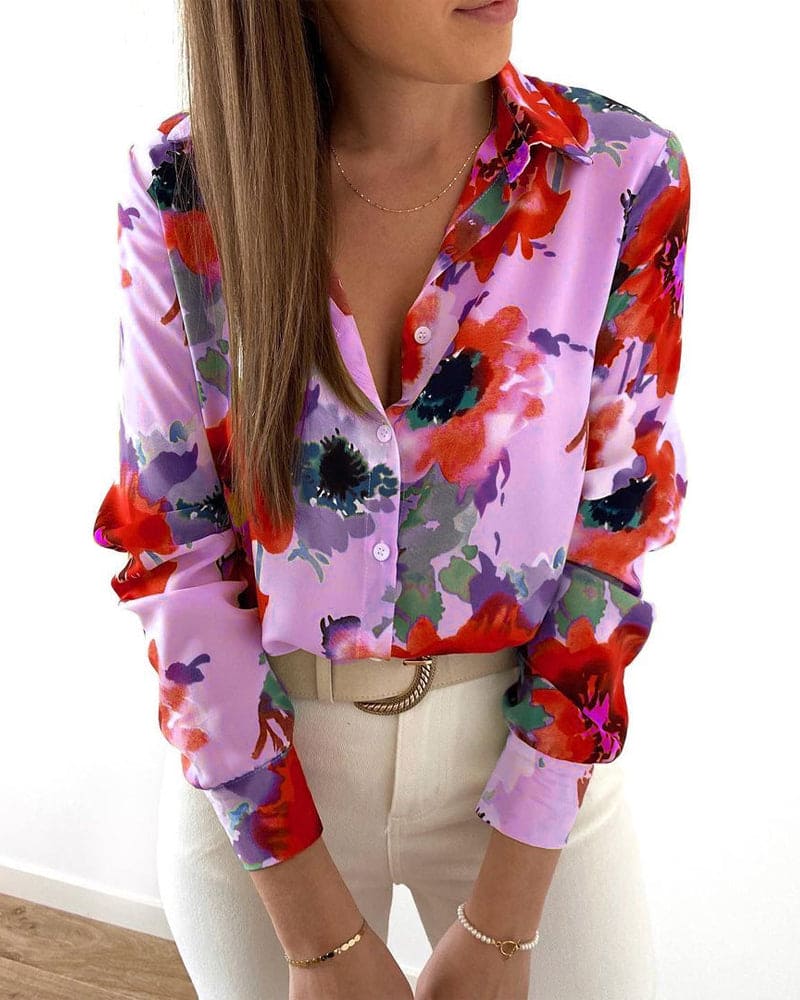 VelaVie - Blouse met bloemen en lange mouwen