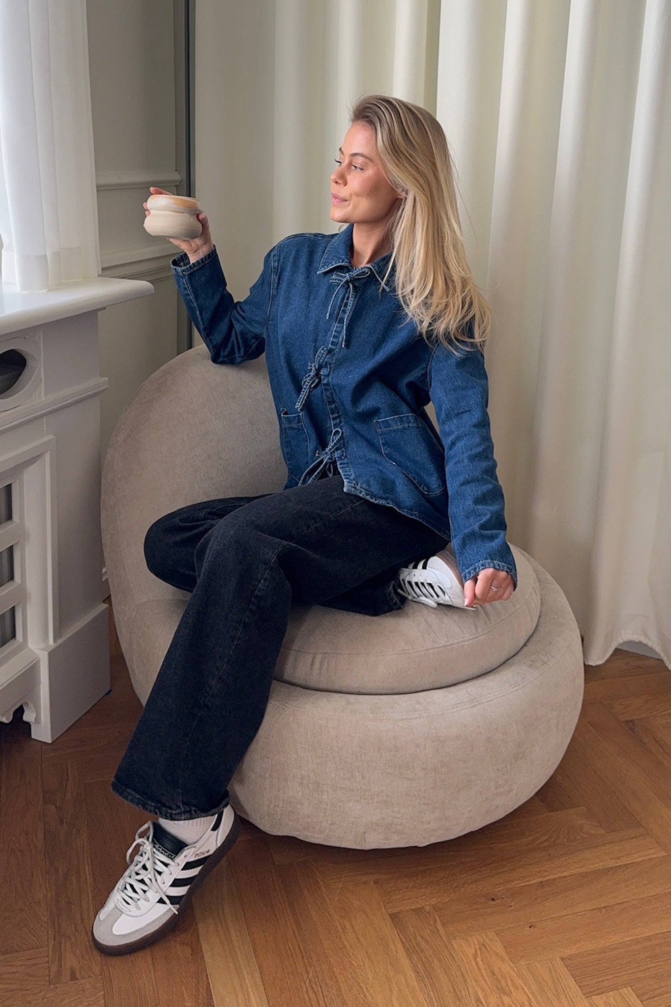 DANA | Denim Jakke med Strikks